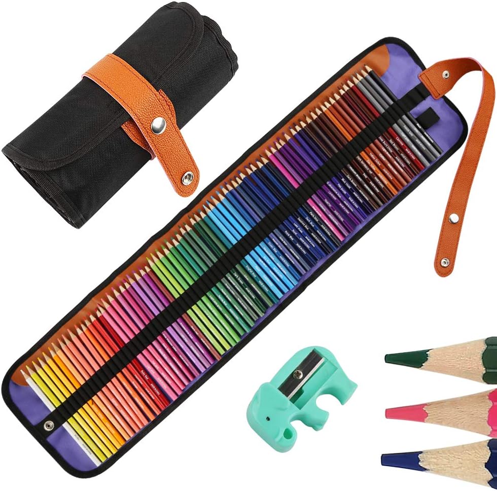 Nakeey Set de arte de lápices de dibujo para pintura y bocetos de mezcla de colores profesionales,lápices de colores de madera a base de cera suave para libros para colorear Multicolor