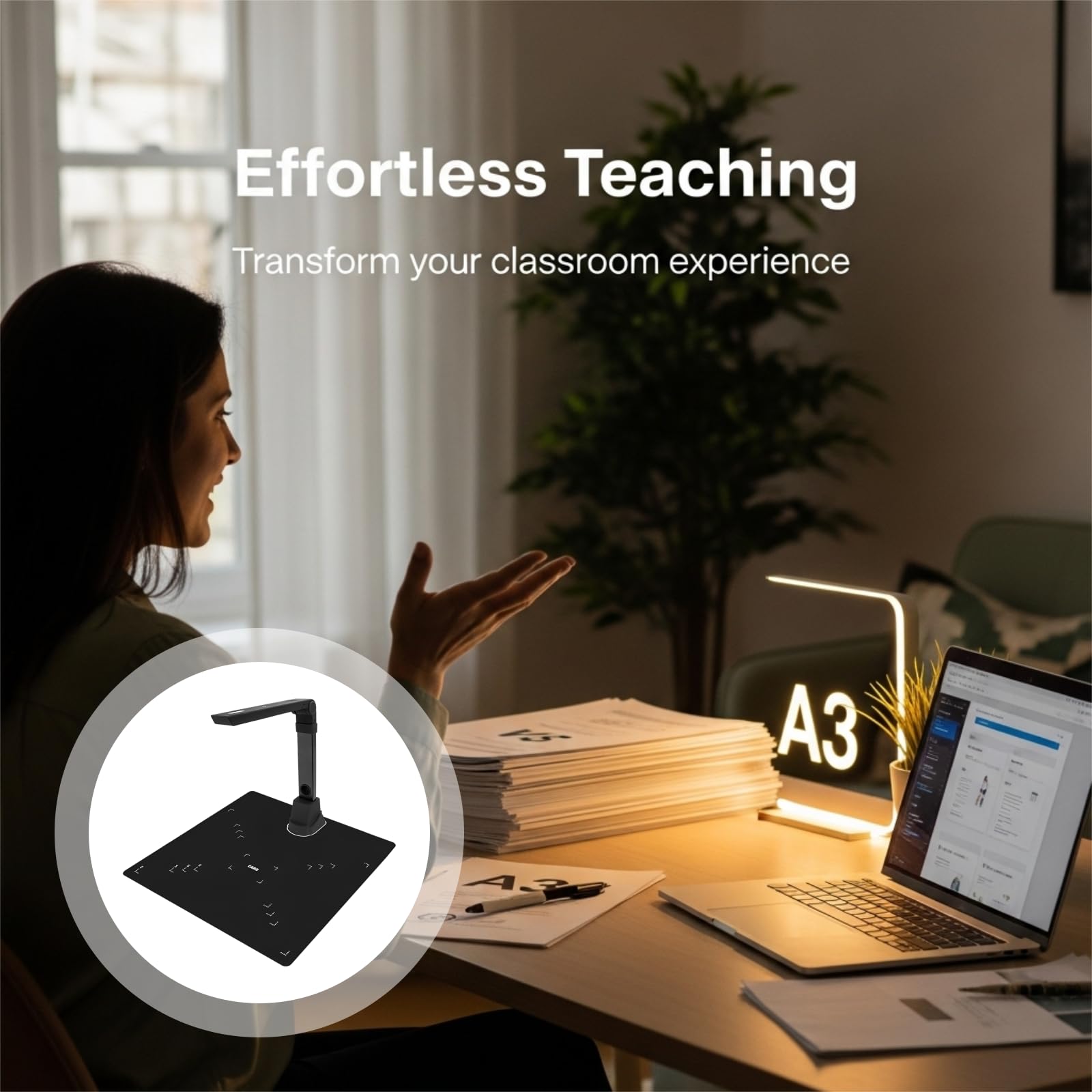 Cámara de documentos A3, escáner de libros USB de alta velocidad, OCR y autocorrección, diseño plegable, compatible con Windows, para profesores