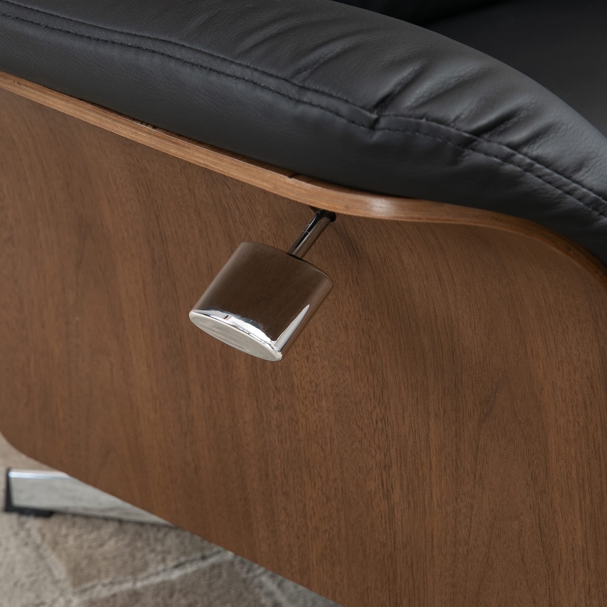 HOMCOM Relaxsessel mit Hocker, Fernsehsessel mit Liegefunktion, verstellbare Kopfstütze, Drehbar, bis 150 kg, Kunstleder, Schwarz