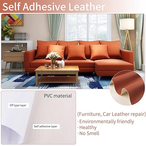 Miniatura 9 de Parche de reparación de cuero autoadhesivo de 17 x 79 pulgadas, parches de cuero grandes para muebles, sofás, asientos de automóvil, armarios,