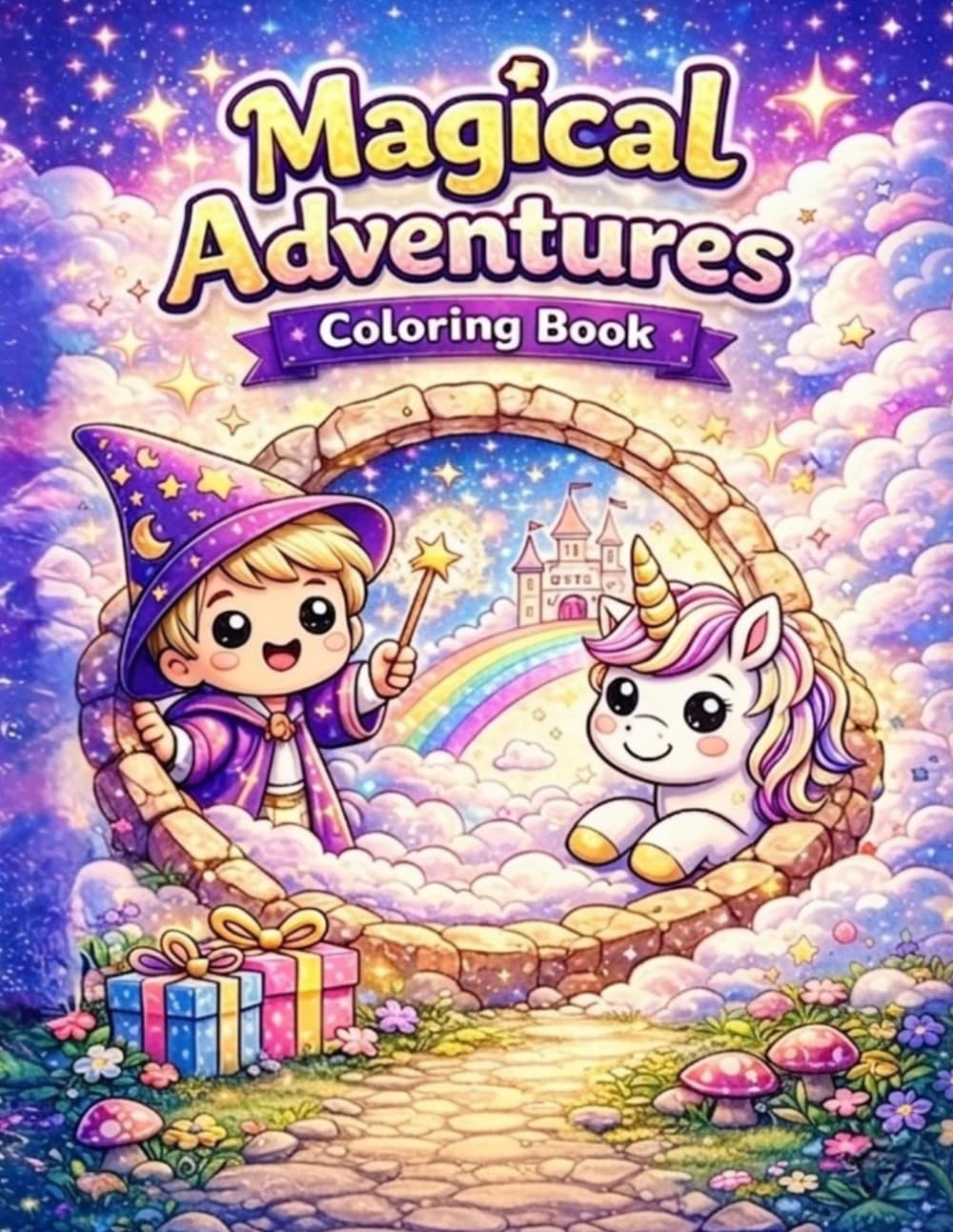Magic World Coloring Book & Fantasy Friends: Fun and Easy Designs of Wizards, Fairies, Dragons, and Magical Creatures for Kids Ages 4–8