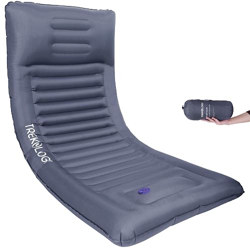 TREKOLOGY Sleeping Pad for Camping - Infaltable Mat – 73.2'x 29.9' Premium with Built‑in Pump, Neck‑Support Pillow, Thic