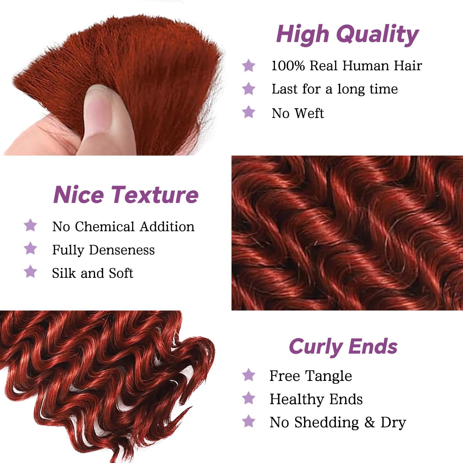 Human Braiding Hair for Boho Braids Human 110g 20 Inch Curly Boho Hair for Braiding Knotless 12A Deep Wave Bulk Bohemian 3 Bundles/Pack (350#) - Image 3