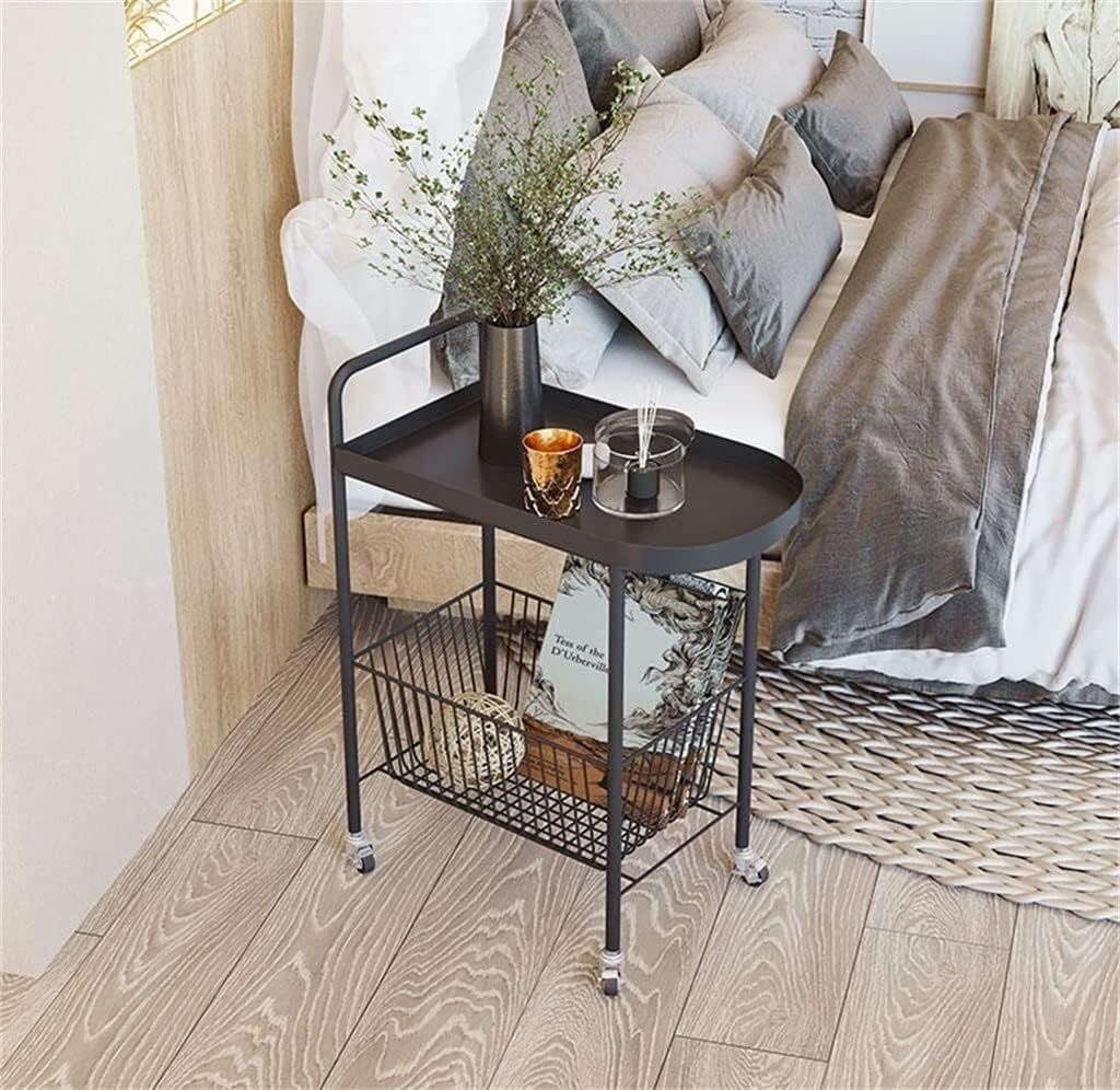 Carrito de cocina rodante de 2 niveles con ruedas, carrito de metal para el hogar y el hotel, diseño versátil blanco y madera, perfecto para suministros de nizing