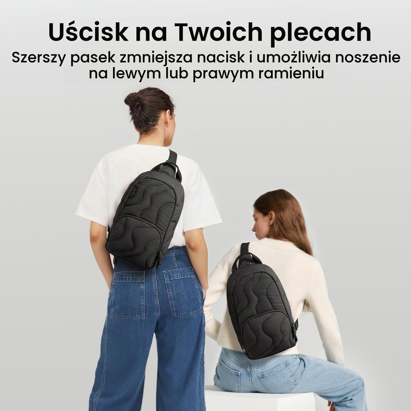 tomtoc 10L poduszowana torba sling dla kobiet, torba crossbody quilted