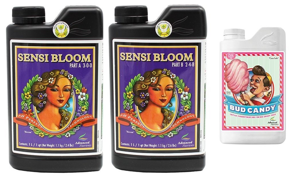 Advanced Nutrients pH Perfect Sensi Bloom Part A and B 1 Liter Set with Bud Candy Bundle Pack (With Bud Candy 250 ml)
