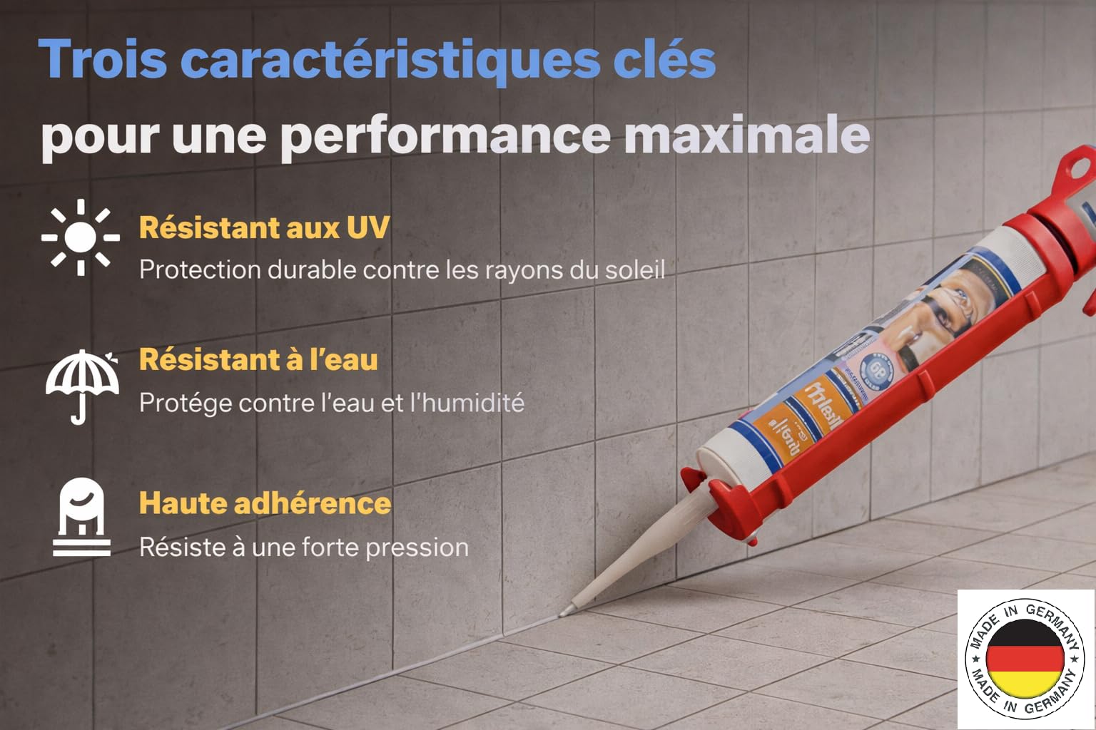 Triplesil Premium Silicone Sanitaire 6 × 310 ml Argent – Mastic Silicone Étanche pour Salle de Bain et Cuisine – Intérieur & Extérieur – Joint Silicone Tous Matériaux (Silver/ 6)