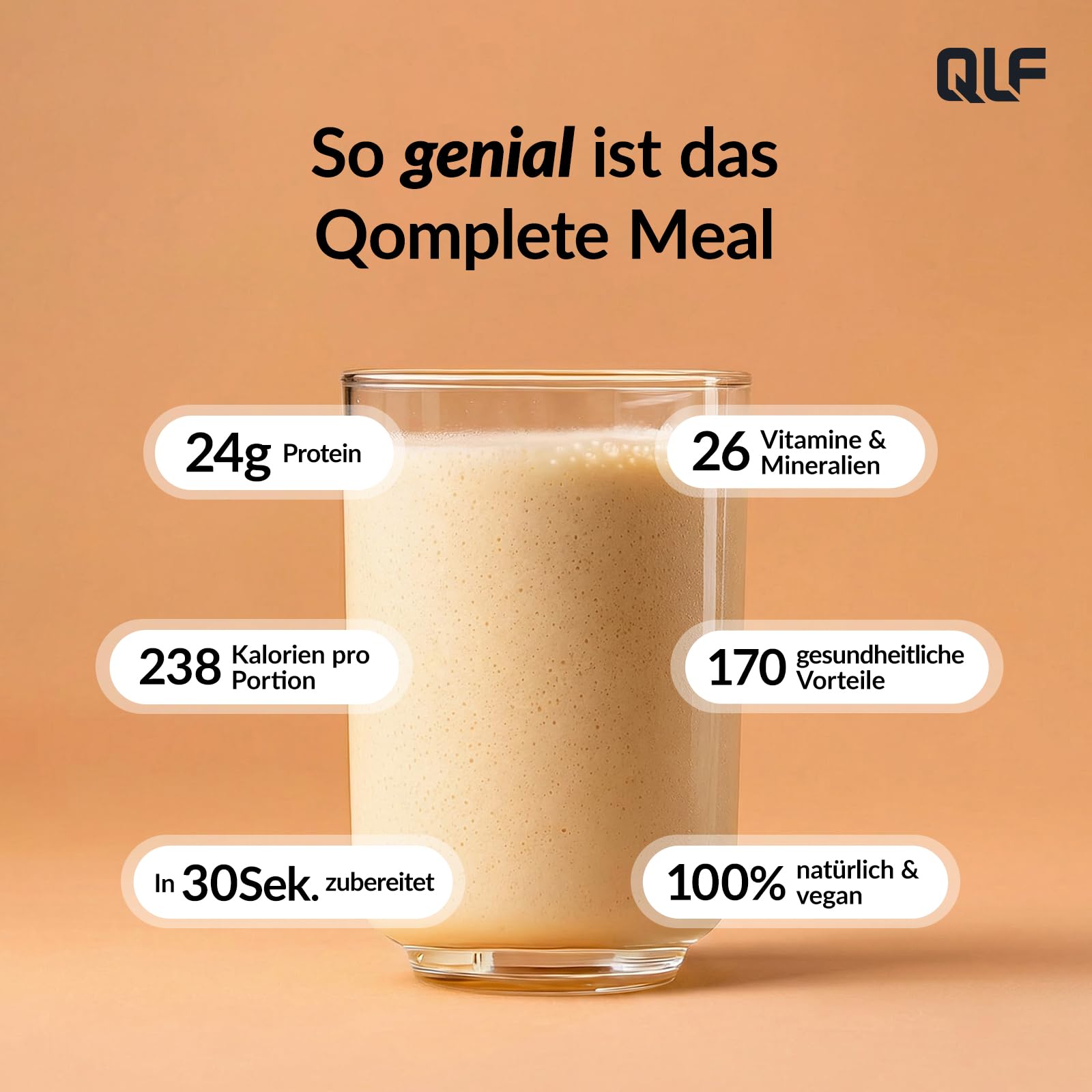 QLF - Qomplete Meal Vanille 900 g - Stoffwechsel-Shake* mit 24 g hochwertigem Protein - 26 Vitaminen & Mineralstoffen - Mahlzeitenersatz zur Unterstützung beim Abnehmen**