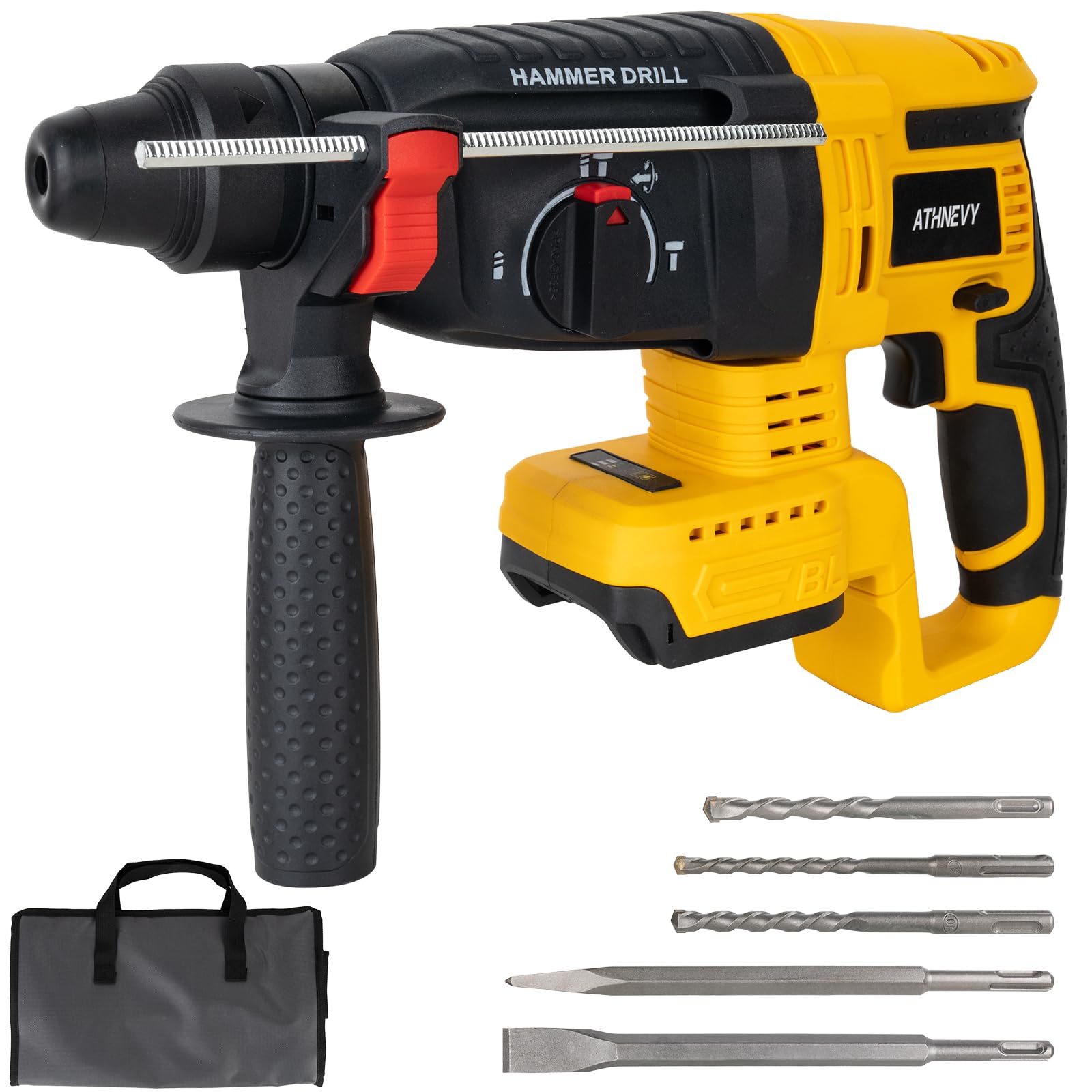 Amazon.com: Taladro de martillo giratorio inalámbrico SDS-Plus de