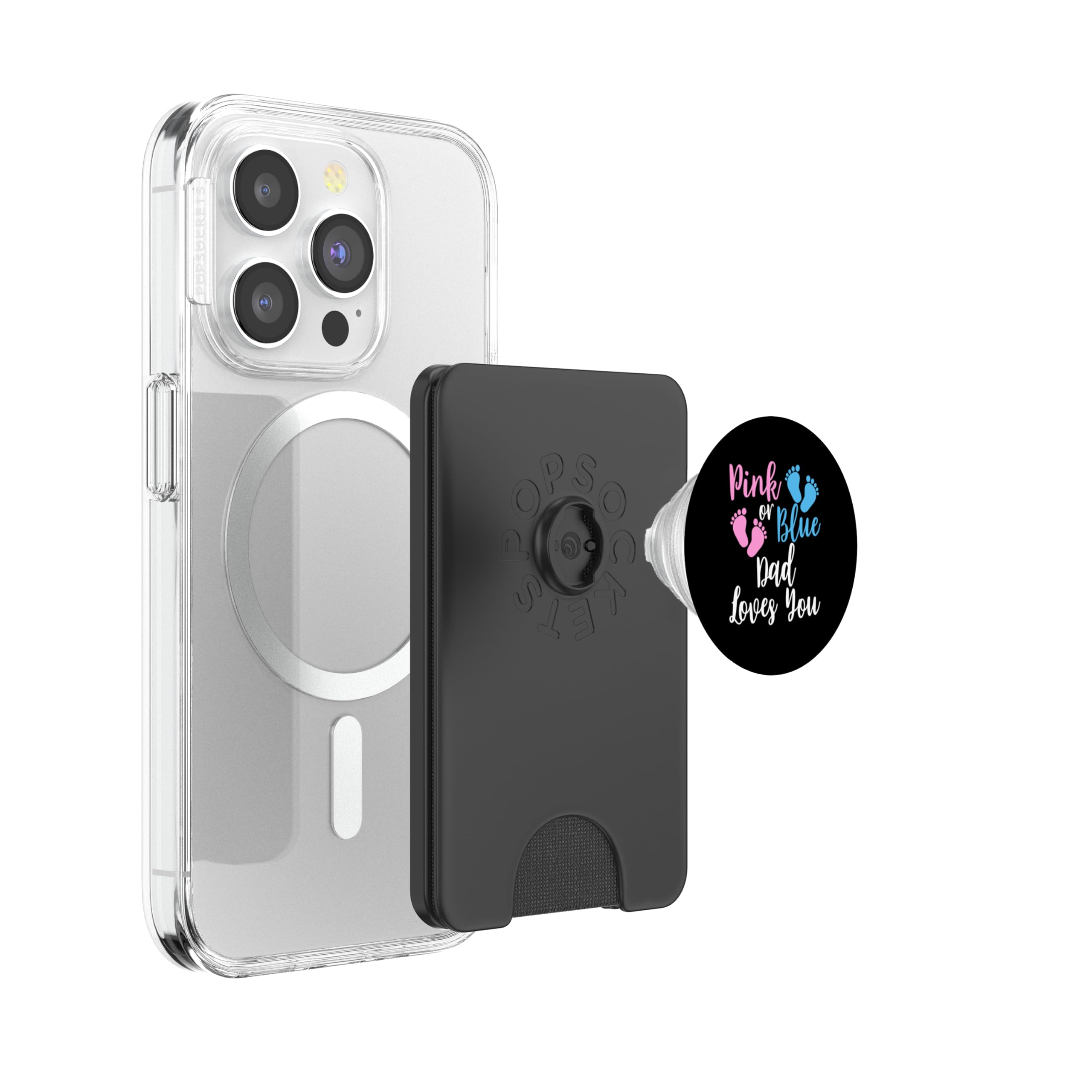 Papá rosa o azul te ama revelación de género PopSockets PopWallet para MagSafe
