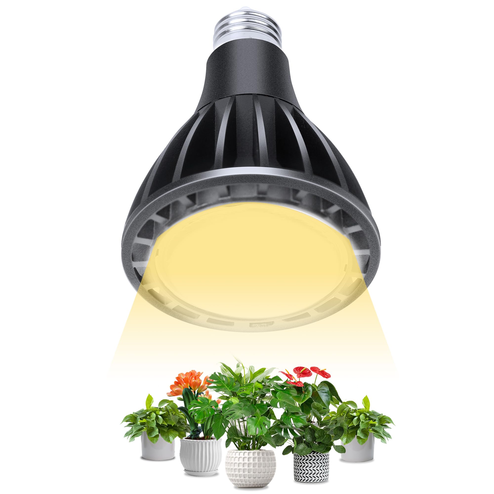 DSLebeen 18W LED Vollspektrum Pflanzenlampe E27, 5800K LED Grow Lampe mit Hohe PPFD, Tageslichtlampe für Zimmerpflanzen und Gewächshaus, Blüte, Blumen und Gemüse (Φ9.4 * 12cm, PPF 46,8 μmol/s)