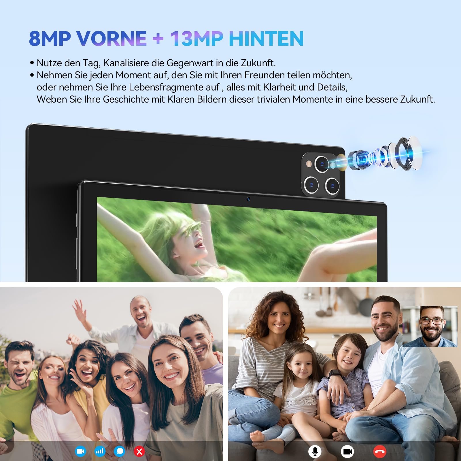 ANTEMPER Tablet 10 Zoll mit Tastatur und Stift | 16GB RAM+128GB ROM (1TB TF) 2025 Neueste Android 13 Tablet PC | MTK Octa-Core 2.0GHz | 5G WiFi | 13MP | 7000mAh Akku | GMS Zertifiziert, Schwarz