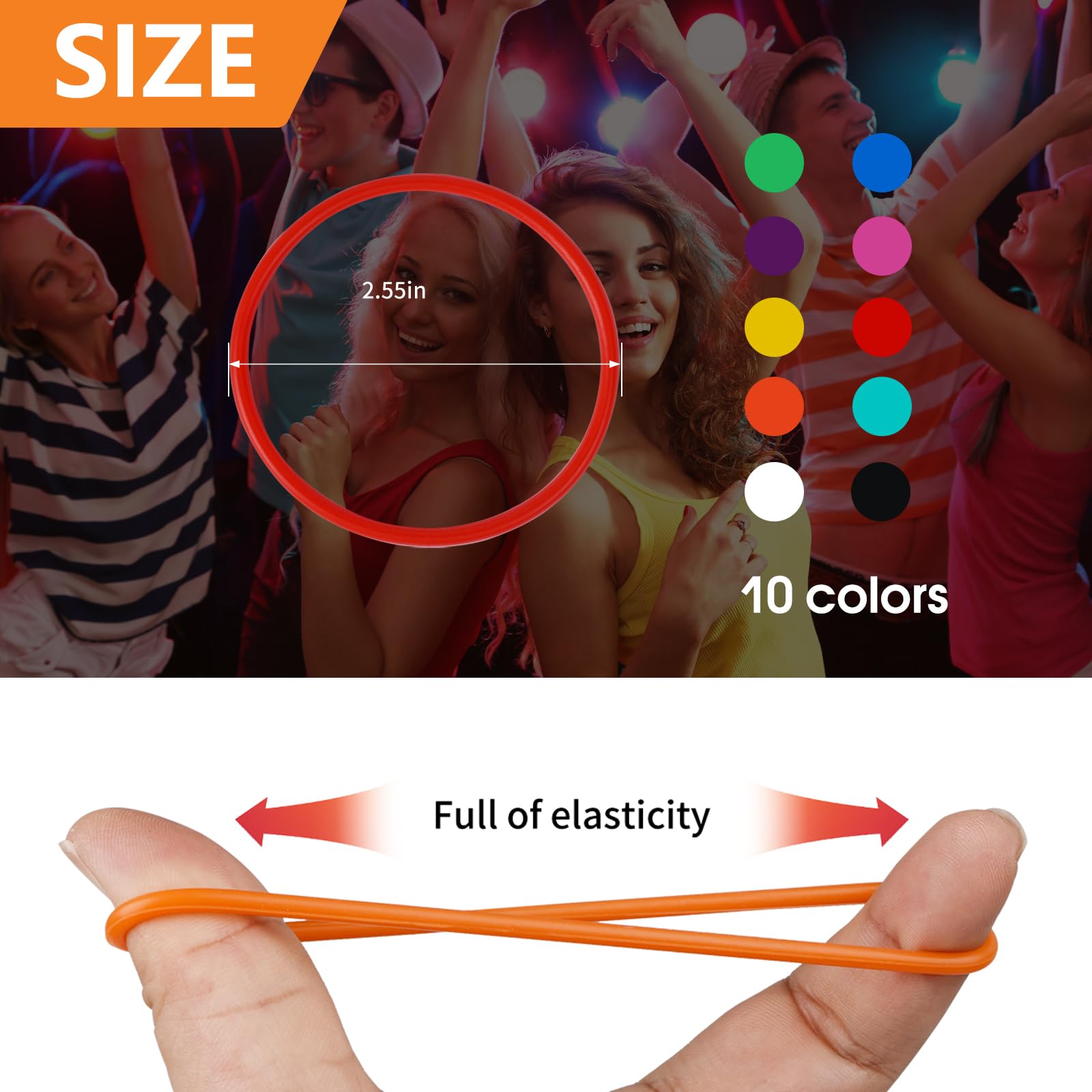 30 Pieces Black Silicone Jelly Bracelets Nonluminous Stretchy 80s Mixed Gummy Silicone Wristbands Hair Ties for Women Adults Girls Party Accessories(Black)