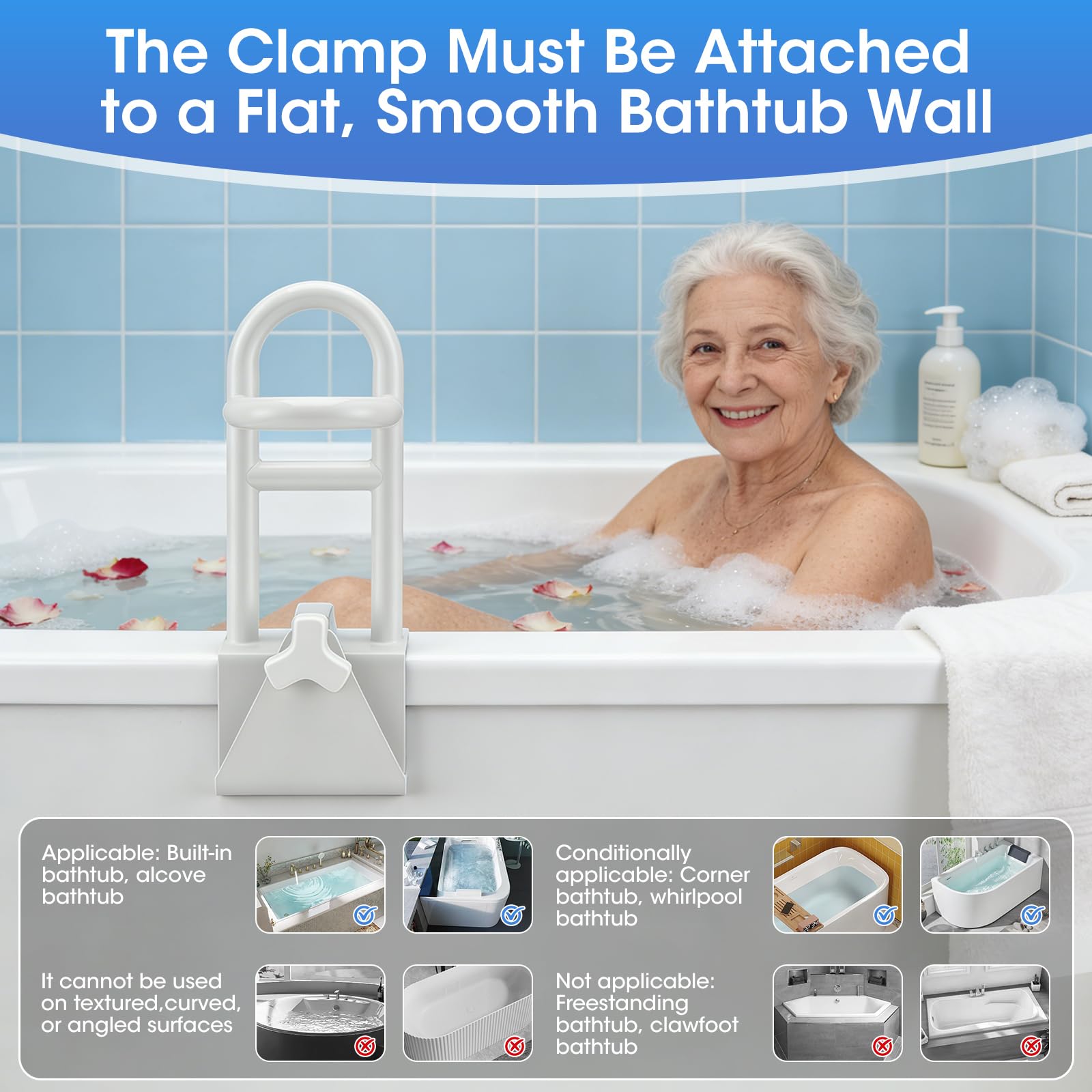 Einstiegshilfe Badewanne Für Senioren, Badewannengriff Ohne Bohren, Verstellbar Breite 8~17cm, Badewannen Einstiegshilfe, Haltegriff Badewanne Für ältere Menschen, Schwangere, 150kg