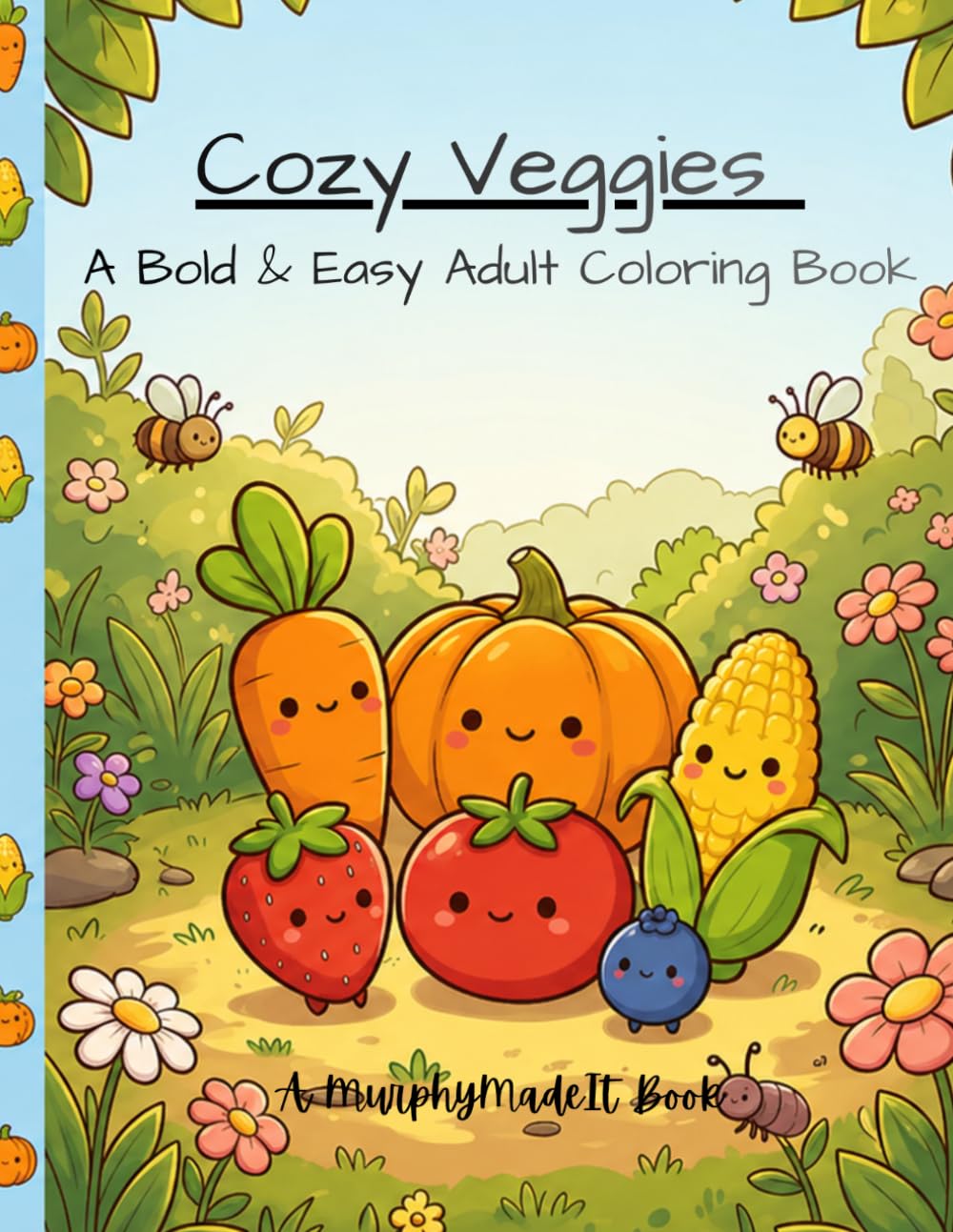Cozy Veggies: A Bold & Easy Adult Coloring Book