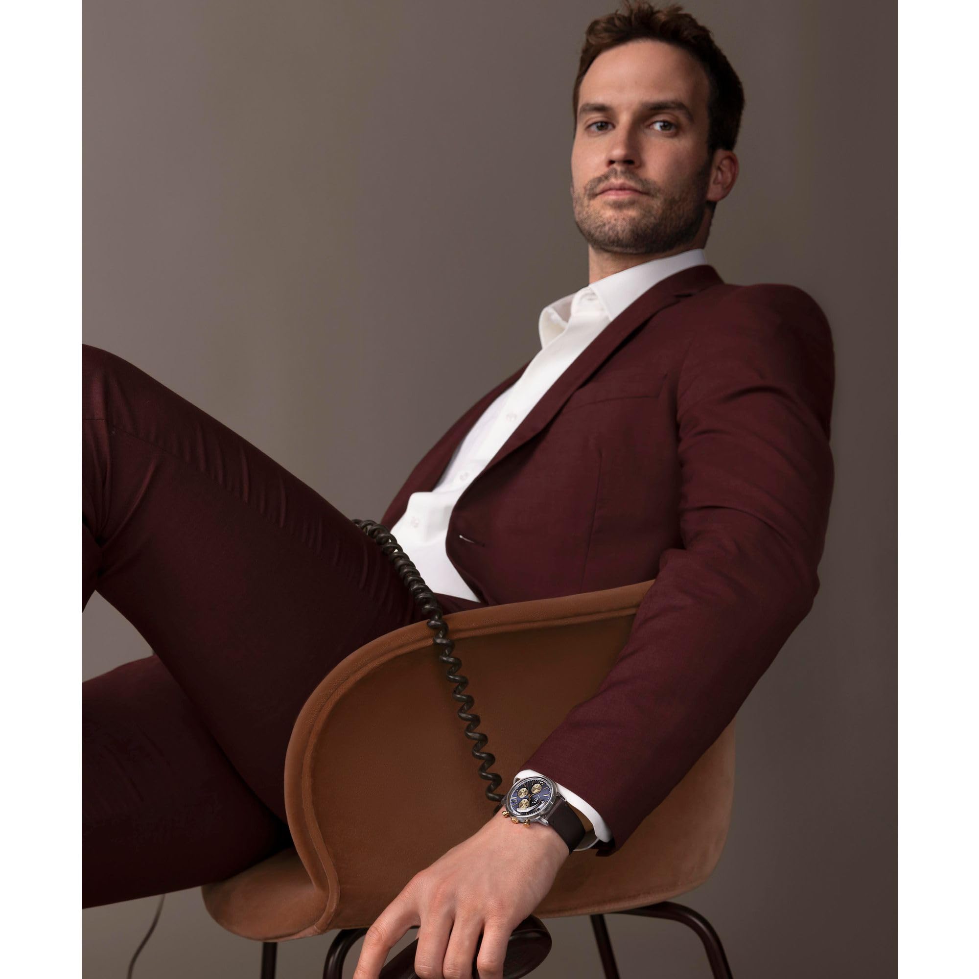 Timex Orologio analogico da uomo al quarzo con cinturino in pelle TW2W60400VQ