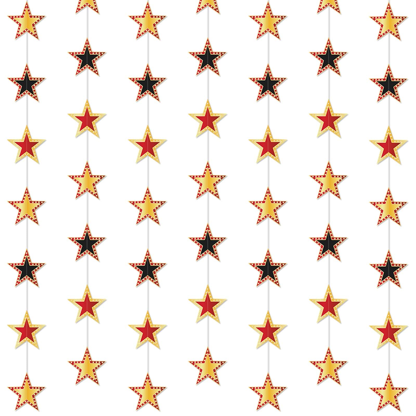 TaoBary 6 Pcs Movie Theme Star Garland Banner Decor Red Carpet Party Decorations Movies Theme Star Hanging Streamers Birthday Party Supplies Red Black