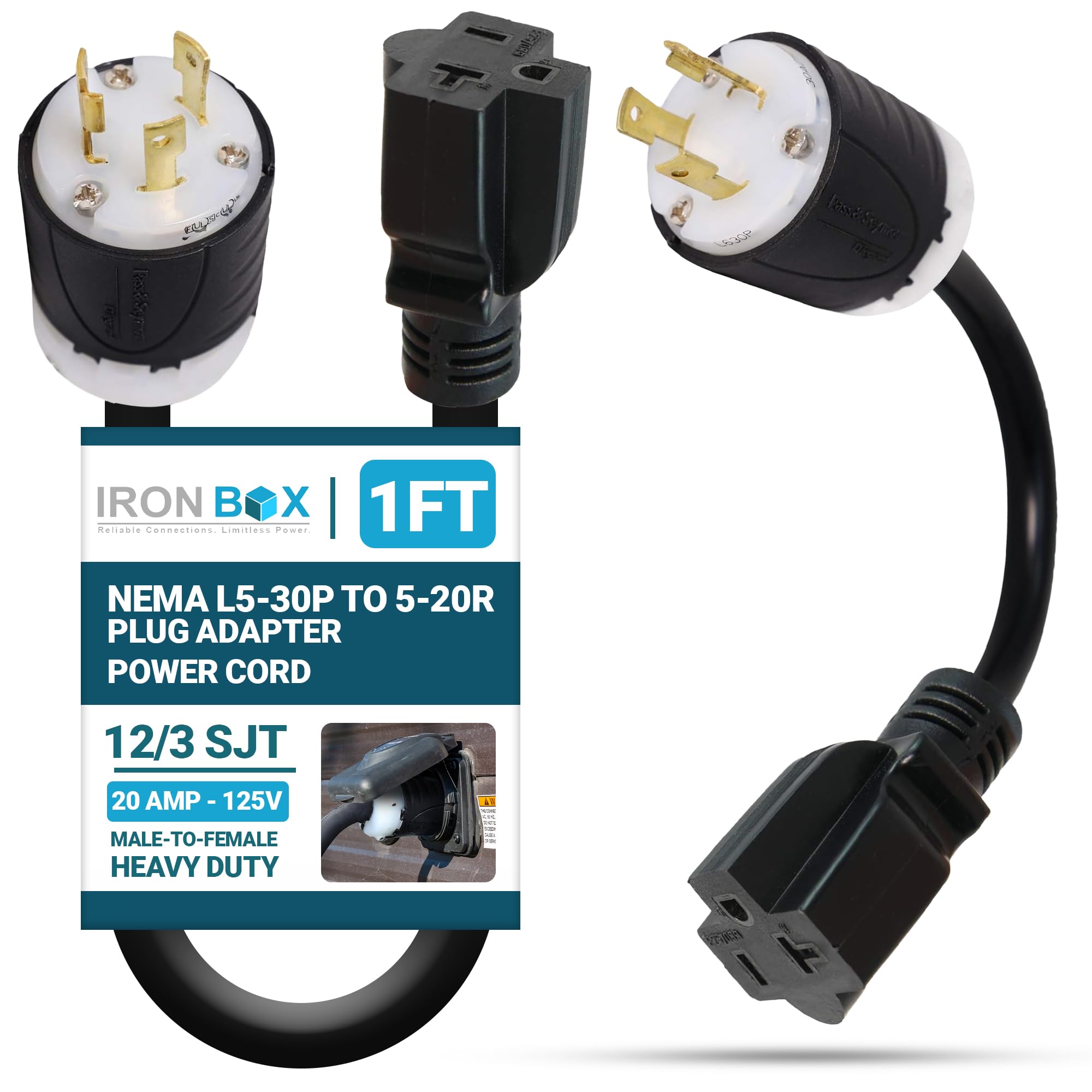 ケーブルアダプター E257089 XL520P-A L5-30P 海外品 Amazon.com: IronBox Electric NEMA L5-30P to 5-20R Plug