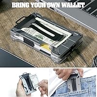 Vista 4 de Cartera minimalista con soporte para identificación para hombre, cartera delgada para tarjetas de crédito, cartera de metal de aluminio con clip
