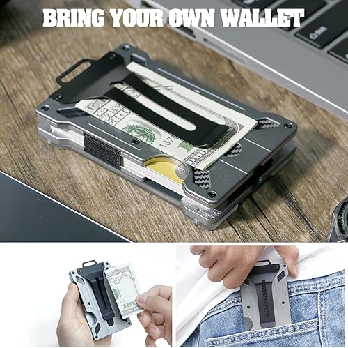 Miniatura 4 de Cartera minimalista con soporte para identificación para hombre, cartera delgada para tarjetas de crédito, cartera de metal de aluminio con clip