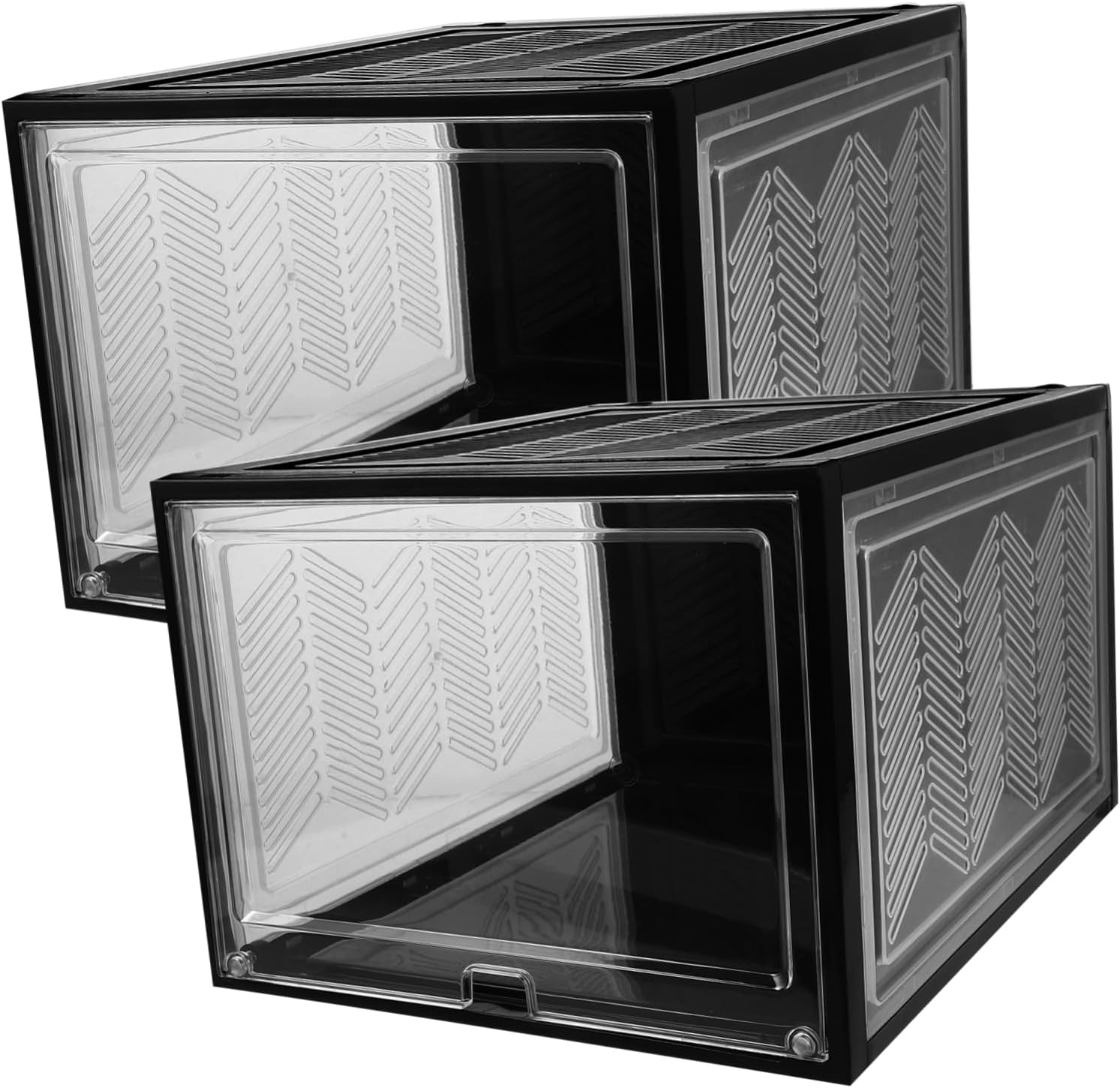 Mobestech 2pcs Stackable Shoe Storage Box Thickened Organizer for Cabinets Dustproof Shoes Cases for Home and Space Saving for Neatly Organized Footwear