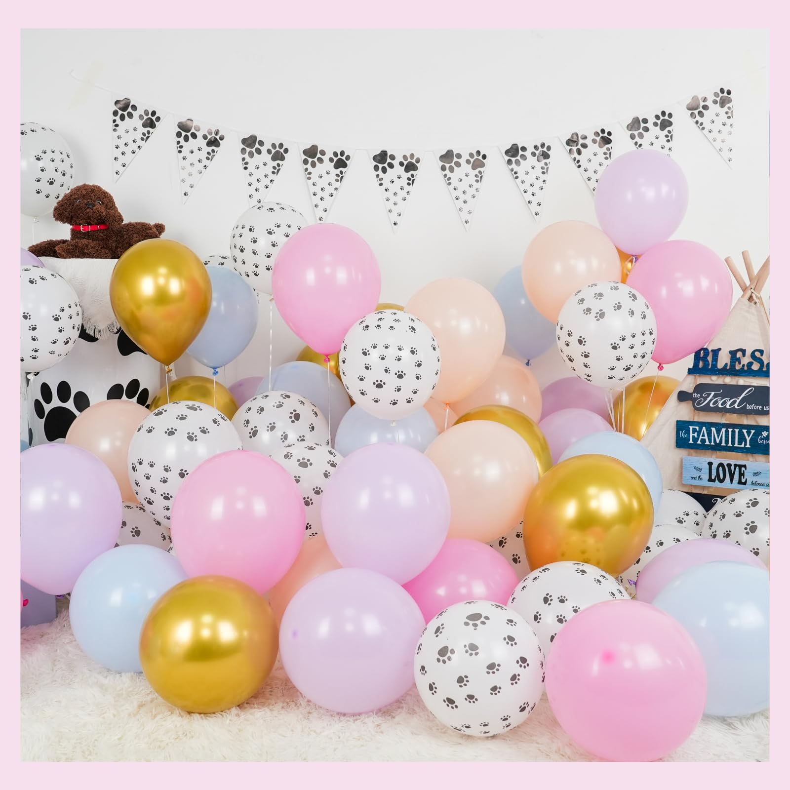 Hundepfoten Luftballons,12 Zoll Blau Rosa Lila Luftballons 50 Stück Luftballons Für Kinder Geburtstagdeko Baby Shower Welpen Party Dekorations