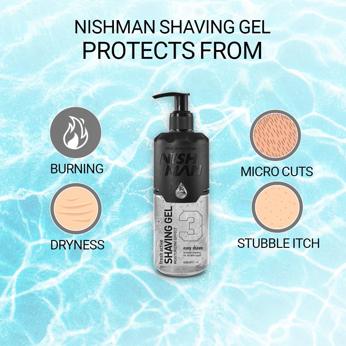 Nishman Fresh Active Easy Shave | Moisturizing Effect | Non Foaming Shaving Gel | Dermatologist Tested | All Skin Type | Vegan, No Sulfates, Parabens or Silicones | 400 ML - Image 6 thumbnail