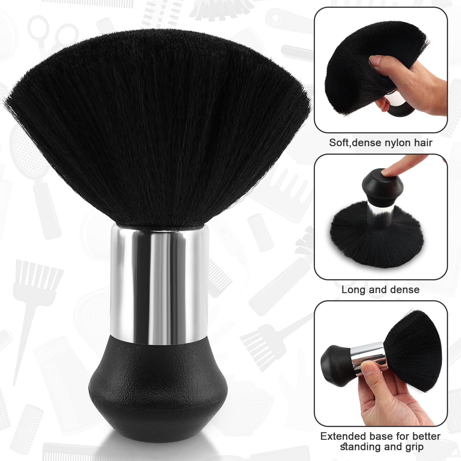 Capa de peluquería para cortar el cabello con cepillo para el cuello y cepillo de peluquería, accesorios de peluquería profesional, suministros de limpieza para corte de pelo de peluquería 4