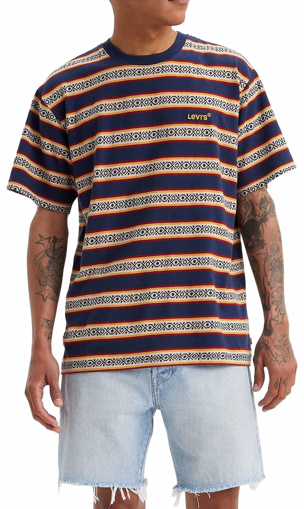 Levi's Red Tab Vintage Tee Multi-Colour, Otis Geo Stripe Nava, XS