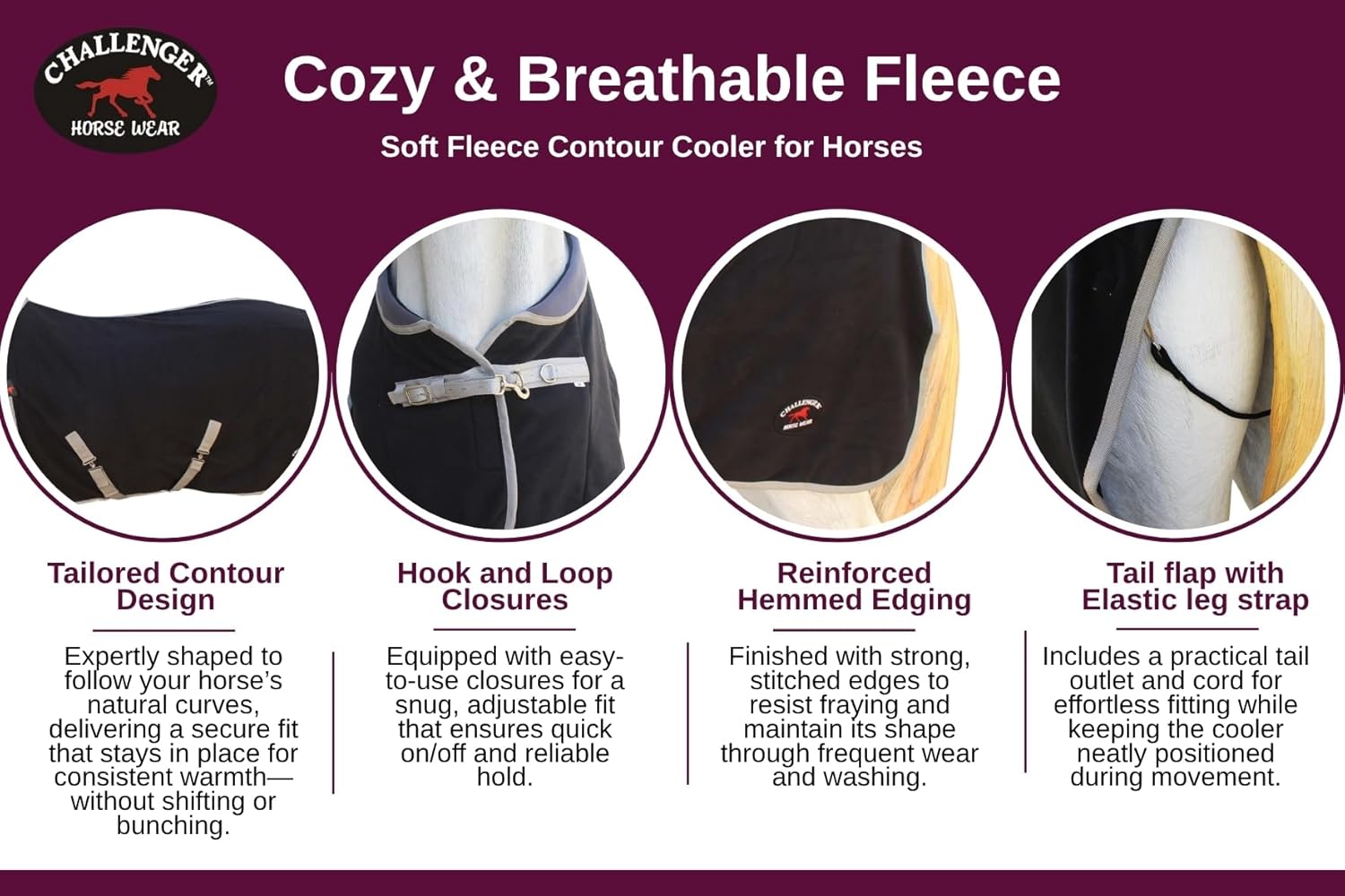 CHALLENGER Horse Sheet Polar Fleece Cooler Exercise Blanket Liner Wicks Moisture 43F03