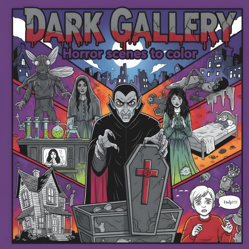 Dark Gallery: Horror scenes to color | 32 pages with horrifying, scary, and fun horror scenes to color