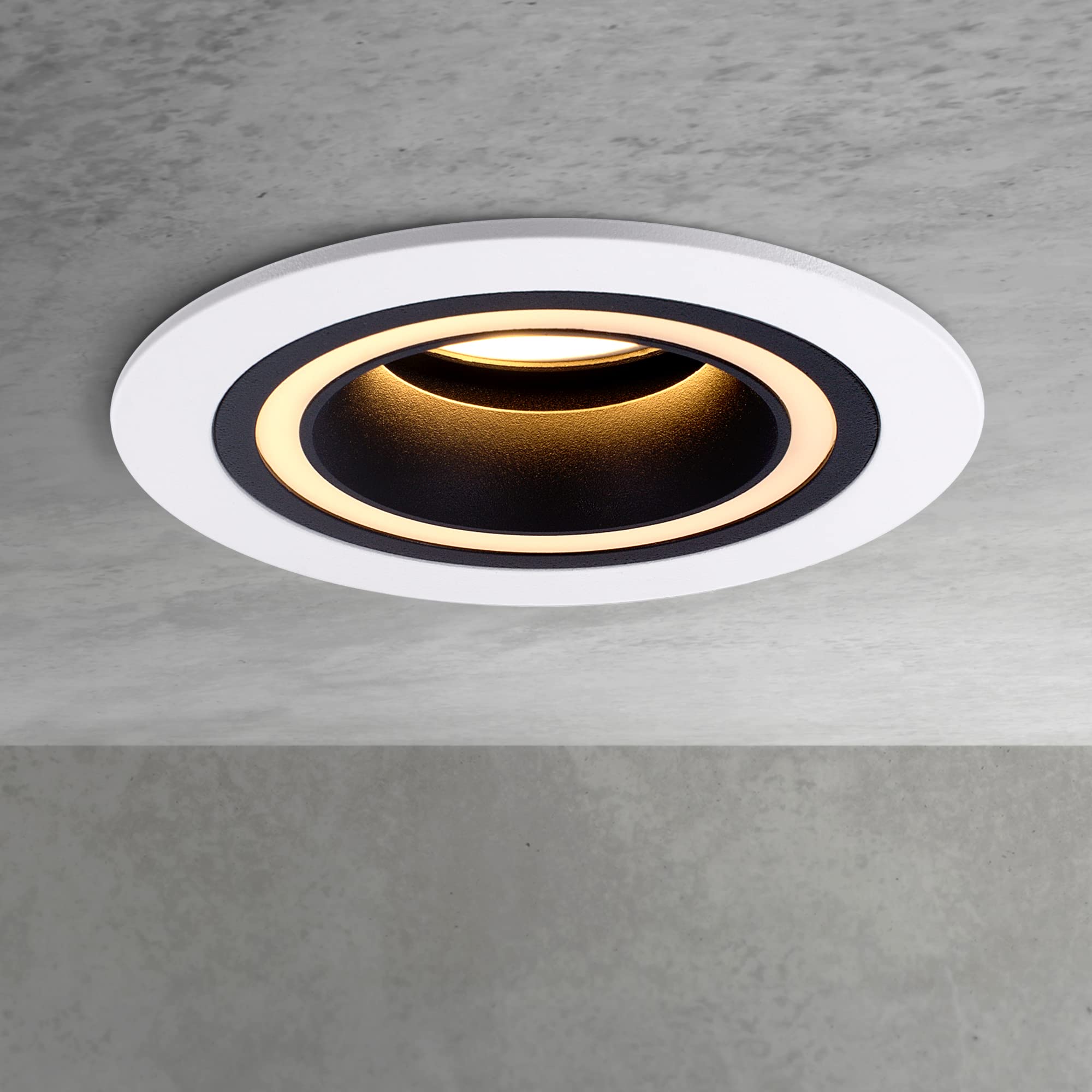 SSC-LUXon 6x Matapo Einbauspot schwarz weiß mit Lichtring inkl. LED Leuchtmittel Modul 4W drei einstellbaren Lichtfarben 3CCT - Design Einbaustrahler 230V