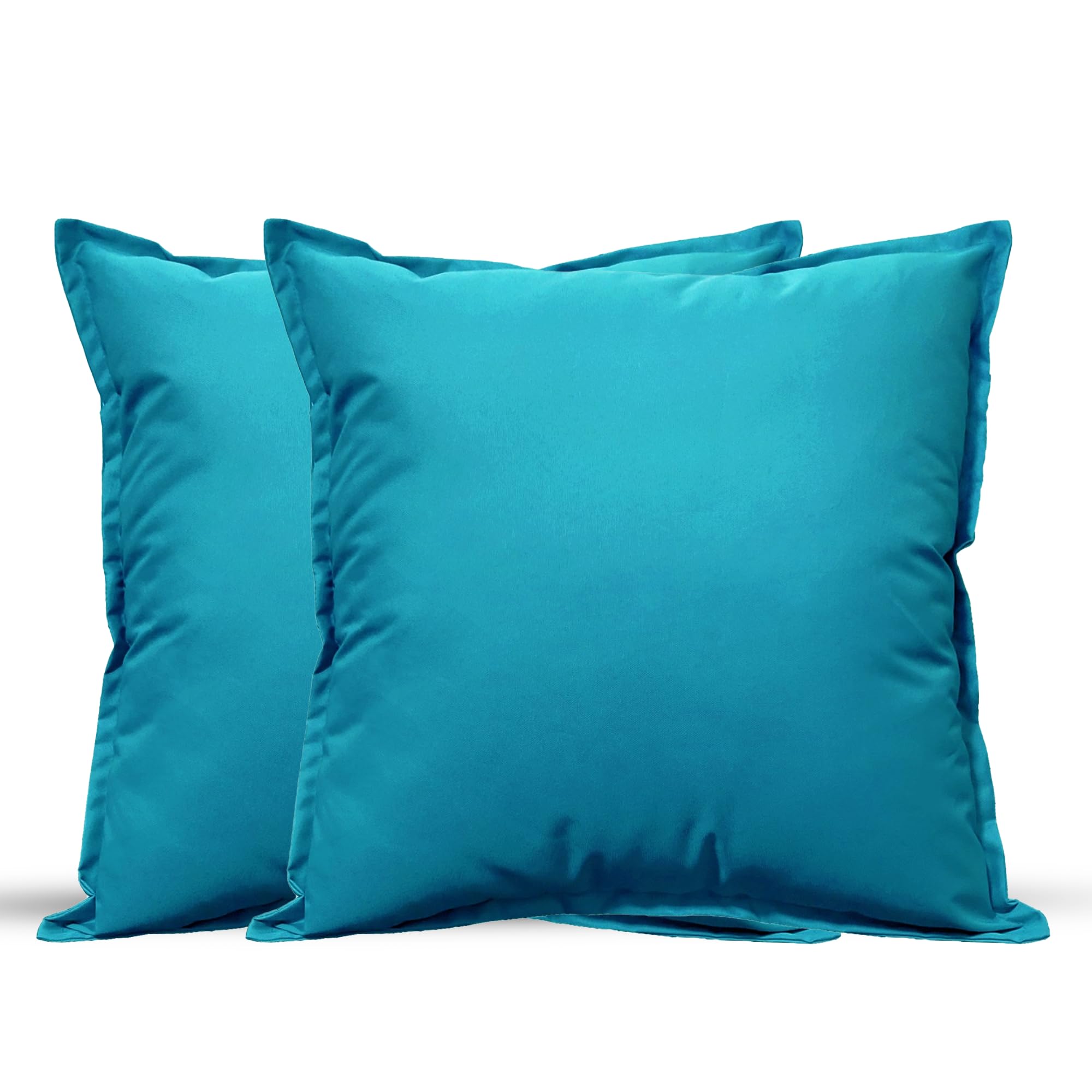 Outdoor Cushions Waterproof FILLED 2 Pack 45x45cm 18"x18" Zippered Outdoor Garden Cushions Waterproof With Cushion Covers Living Room Garden Sofa Patio (Teal, 45 x 45 cm (Pack of 2))