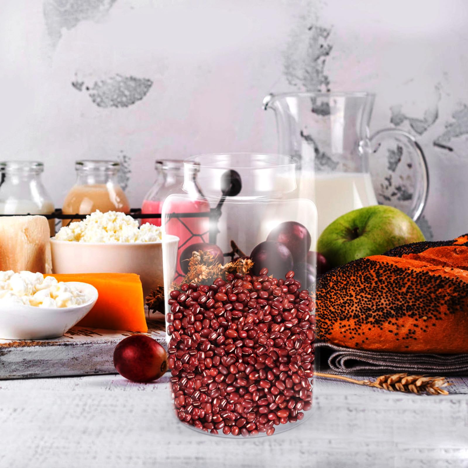 2, 8l Glas Vorratsglas mit Holzdeckel für Lebensmittel | Flacher Boden, Transparentes Design, für Küche und Tisch, Geeignet für Getreide, Tee und Süßwaren