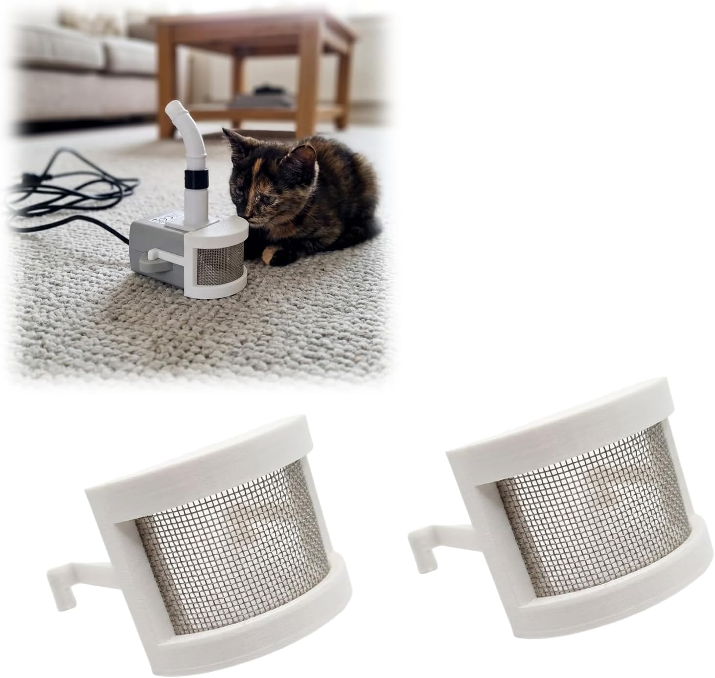 Fountain Pump Guard Compatible with Miaustore, Pump Filter Cover for Pet Water Fountain, Hair Blocker Protector for Pump, Easy Clip-On Reusable Litter Water Accessory,2pack