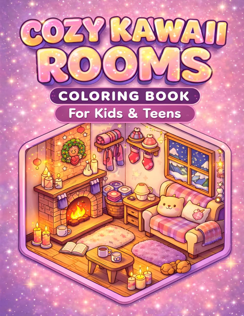 Cozy Kawaii Rooms Coloring Book For Kids & Teens: 45+ Fun and Easy Cute Rooms to Color for Relaxation and Creativity