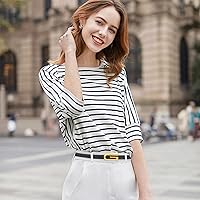 Vista 282 de Cinturón de cuero clásico con hebilla de metal para mujer con vestido de jeans Aah-negro-clásico