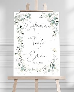 Manschin-Laserdesign Willkommensschild Aluverbund personalisiert - Made in Germany - Welcome Willkommen Schild für Taufe, Geburtstag, Firmung, Kommunion, Konfirmation (60x40cm)