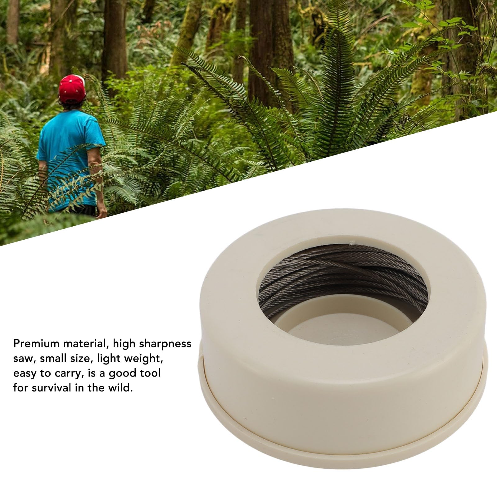 Stainless Steel Cable Saw, Stainless Steel Wire Saw Pocket Survival String Rope Saw for Camping Hiking Outdoor Emergency, Cut Wood Plastics Bone Soft Metals