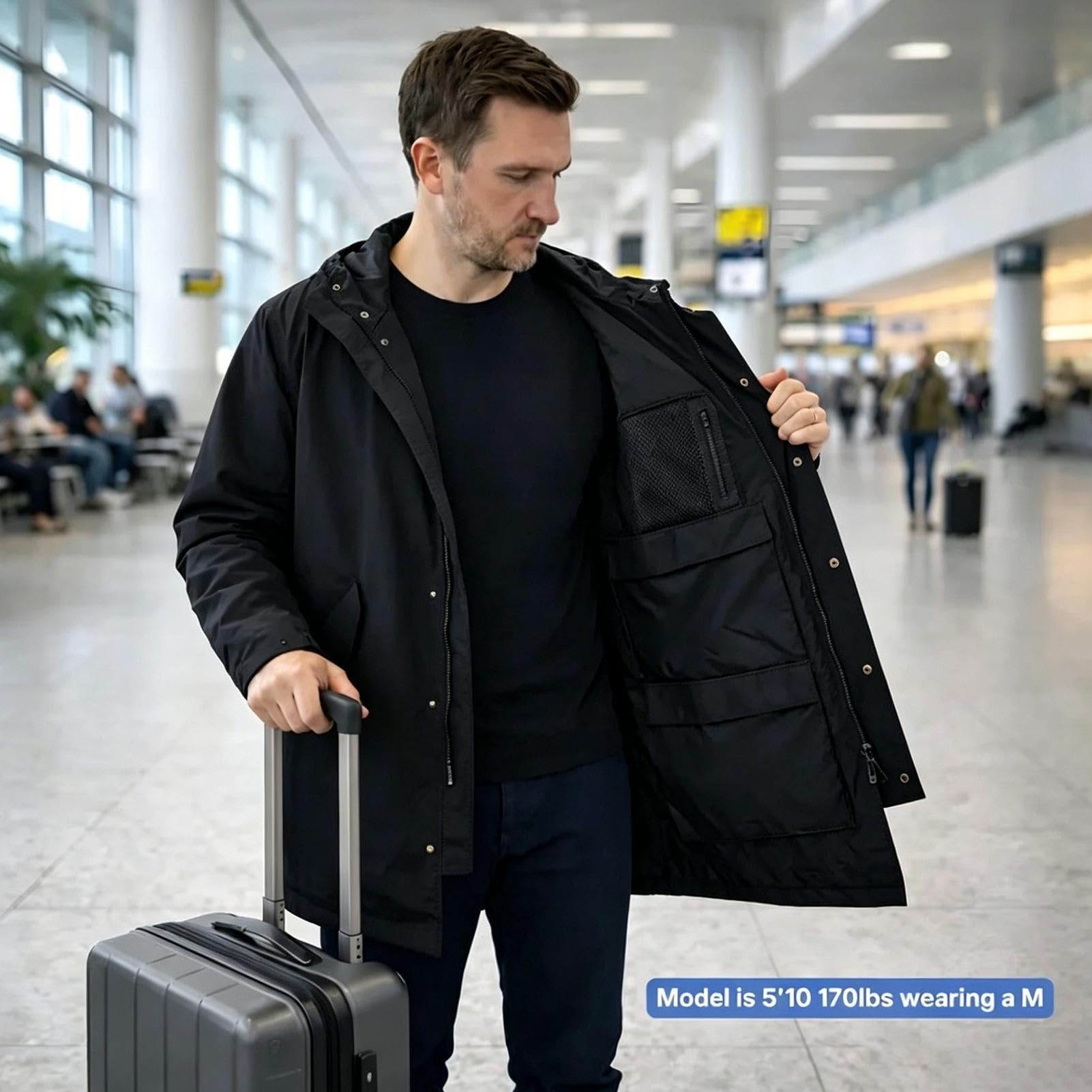 Genérico Travel Jacket With Hidden Pockets, 16 Pockets Zipper The Packable Travel Jacket Coat | Lightweight Coat For 14lbs Clothes Airplane Camping