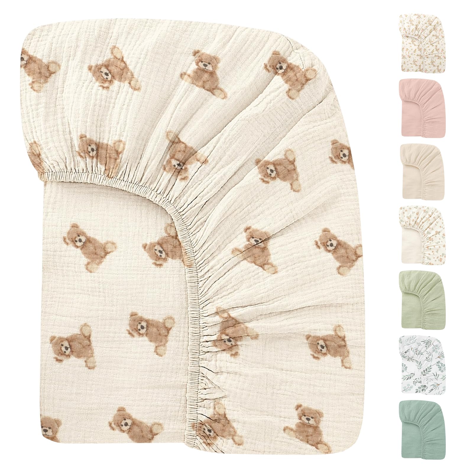 Sábanas bajeras de muselina para cuna, de 52 x 28 pulgadas, 100 % algodón, suave, bohemia, neutral, para niños, se adaptan bien a colchones de cuna de tamaño estándar de 28 x 52 pulgadas