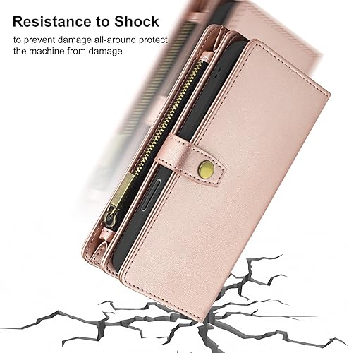 Miniatura 4 de Funda de piel tipo cartera para iPhone 13 con tarjetero y cierre magnético 360, protección completa a prueba de golpes, absorción de caídas, con