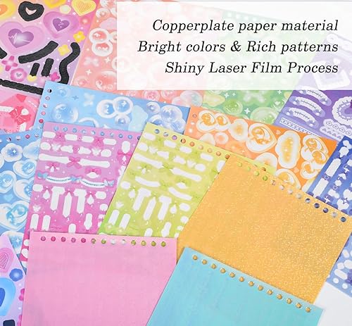 Miniatura 6 de 60 hojas de calcomanías brillantes de cinta de mariposa, bonitos lazos de burbujas coreanas, corazón, estrellas, diario de basura, calcomanías