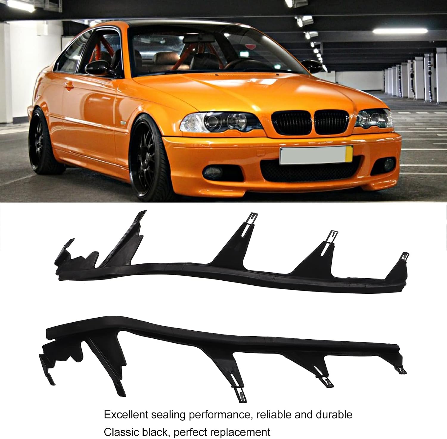 Car Headlight Cover Gasket, 1 Pair Black Rubber Flexible Sealing Replacement for 3 Series E46 Pre LCI Headlights