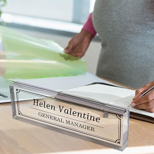 Miniatura 7 de Placas de nombre de escritorio para oficina, placa de nombre personalizada para escritorio, vidrio acrílico transparente, decoración de escritorio