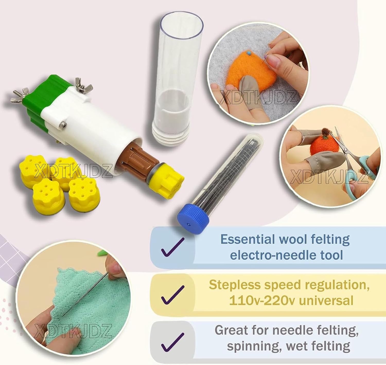 Electric Felting Needle Machine Kit, Punch Style Felting Needle Tool, Stepless Speed Regulation, for DIY Wool Painting and Felted, DIY Toys Craft Make Felt Animals