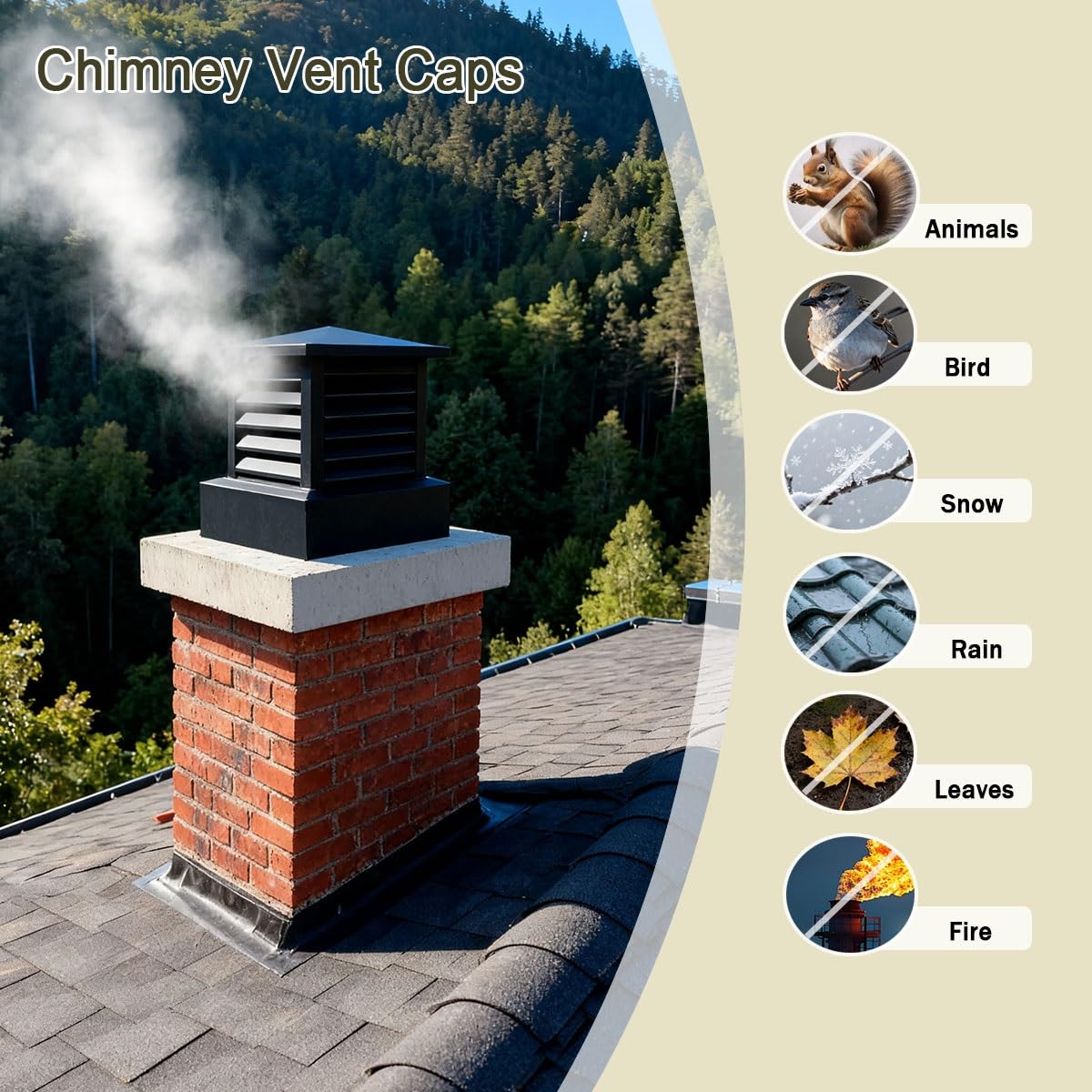 Tapa para Tubo de Chimenea de Aleación de Aluminio, Cubierta de Conductos Cuadradas de 25 30 35 cm, Sombrerete Chimenea Antilluvia para Estufas Exterior Patio Tubo(35 cm)