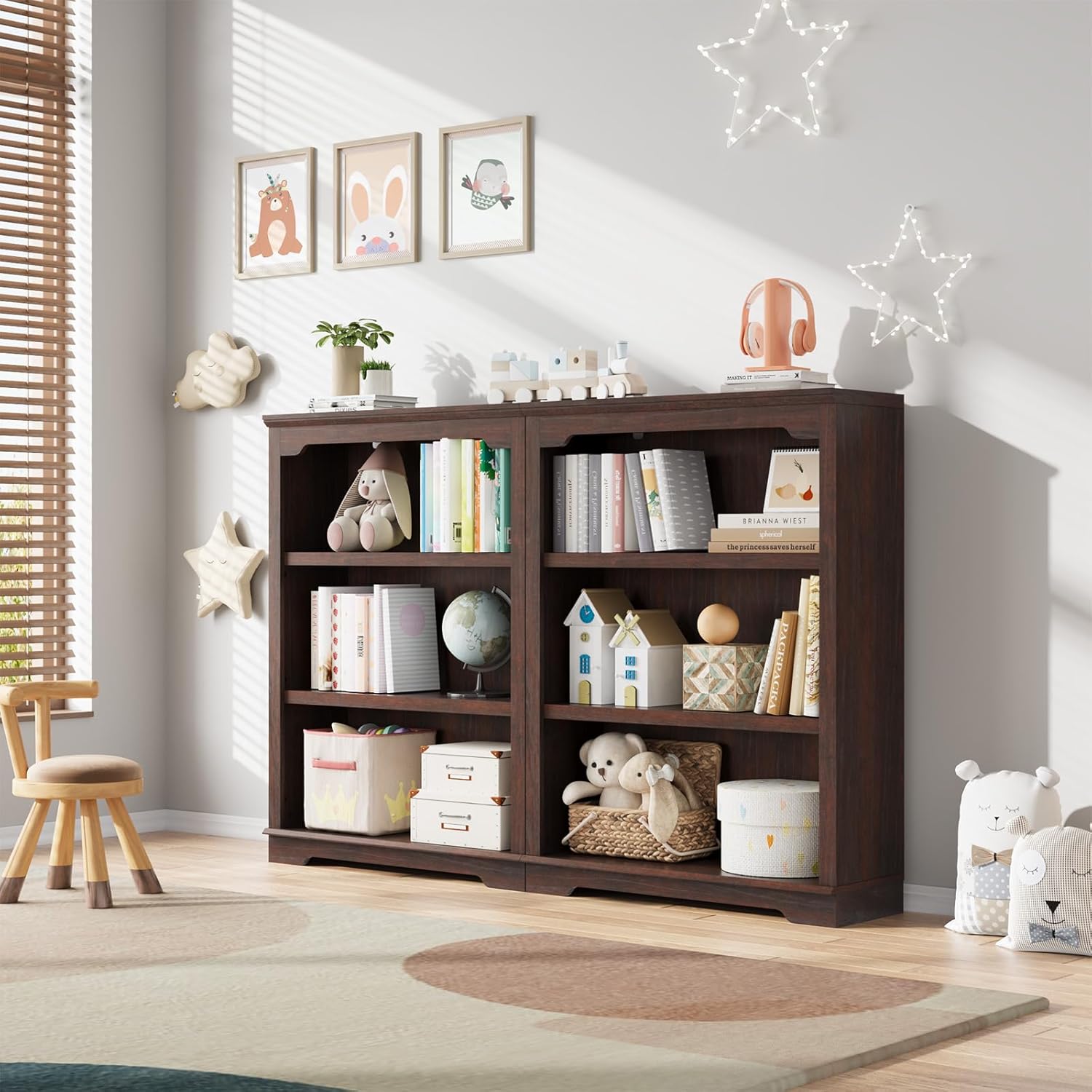 HIFYOBRO 3 Tier Bookshelf and Bookcase, 31.5" Wide Wooden Book Shelf, Freestanding Qpen Display Storage Bookshelves for Study Room, Home Office, Living Room(Chery) - Image 6