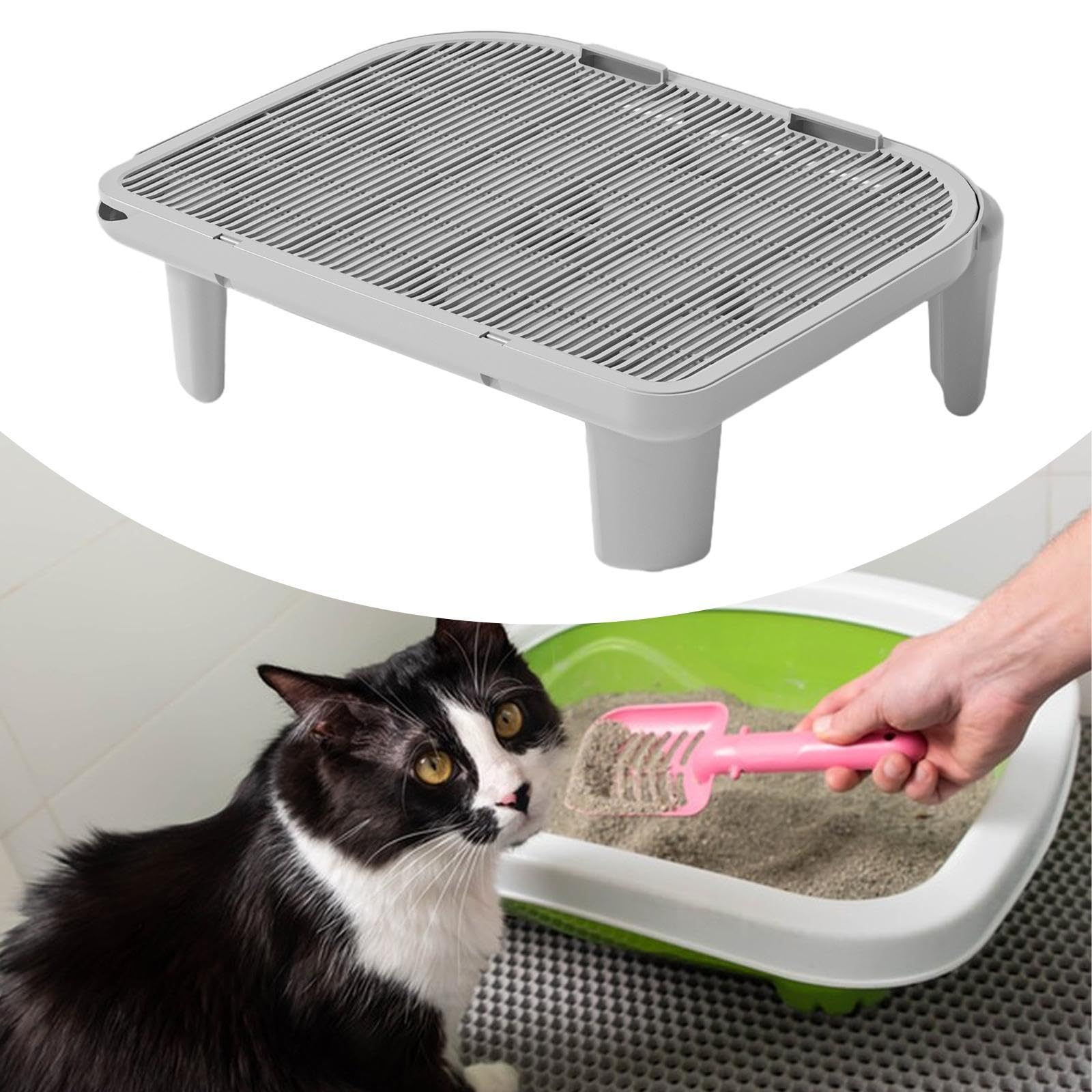 Katzenstreu Rampe, Katzenstreu Stufe, Wiederverwendbare Katzenstreu Auffangmatte für Wohnzimmer, Haustierbedarf für Wohnungskatzen, Grau