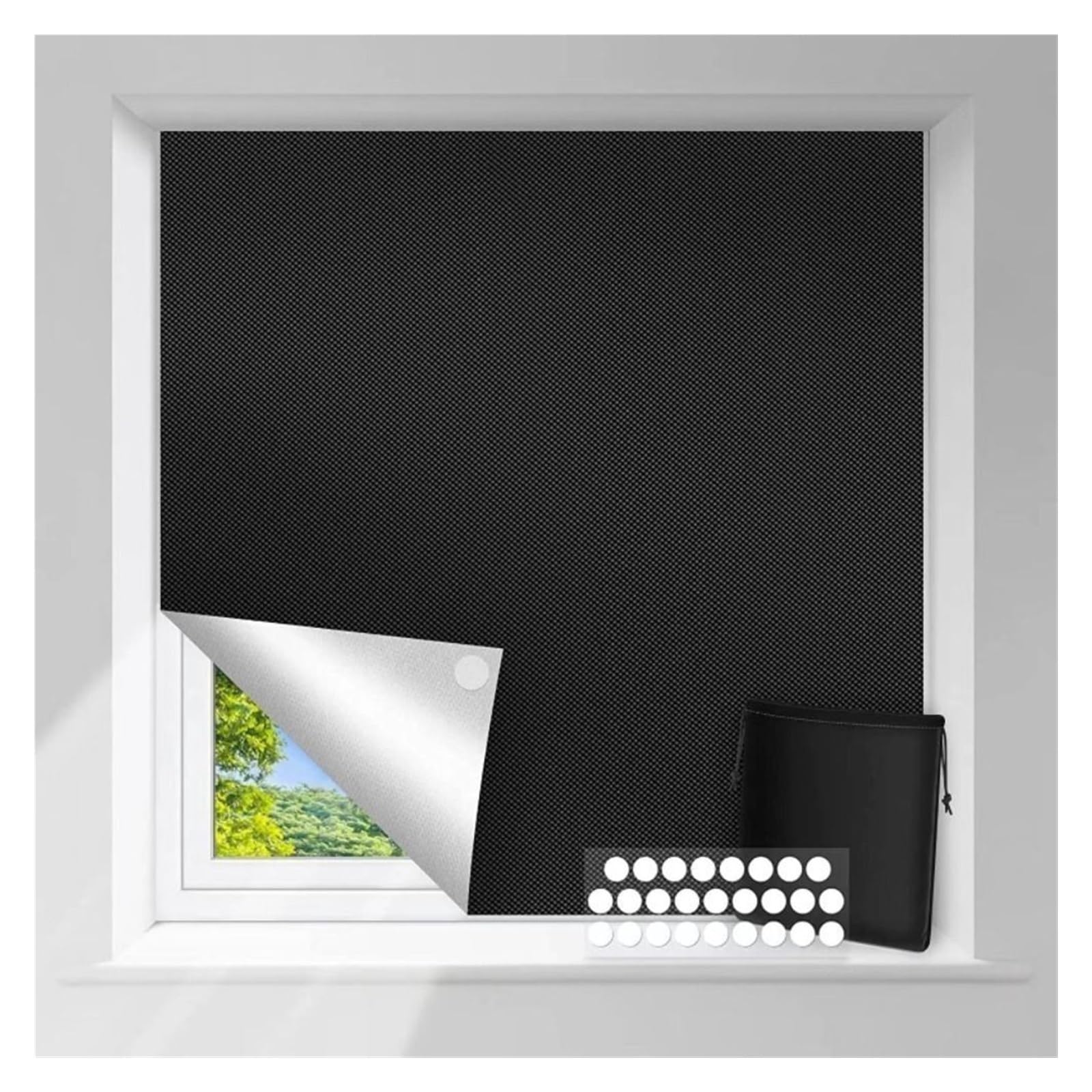 XIUsheUA blackout blinds stick on Portable Travel Blackout Curtain Blind Window Thermal Insulated Kitchen Curtains Stick On DIY Non-perforated Temporary(A-150x250cm)